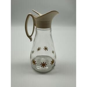 Mid Century Modern RETRO Atomic Starburst Log Cabin Syrup Glass Dispenser Bottle